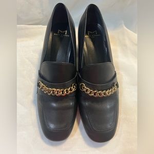 MARC FISHER LTD Hudson Pewter Leather Slip On Loafers